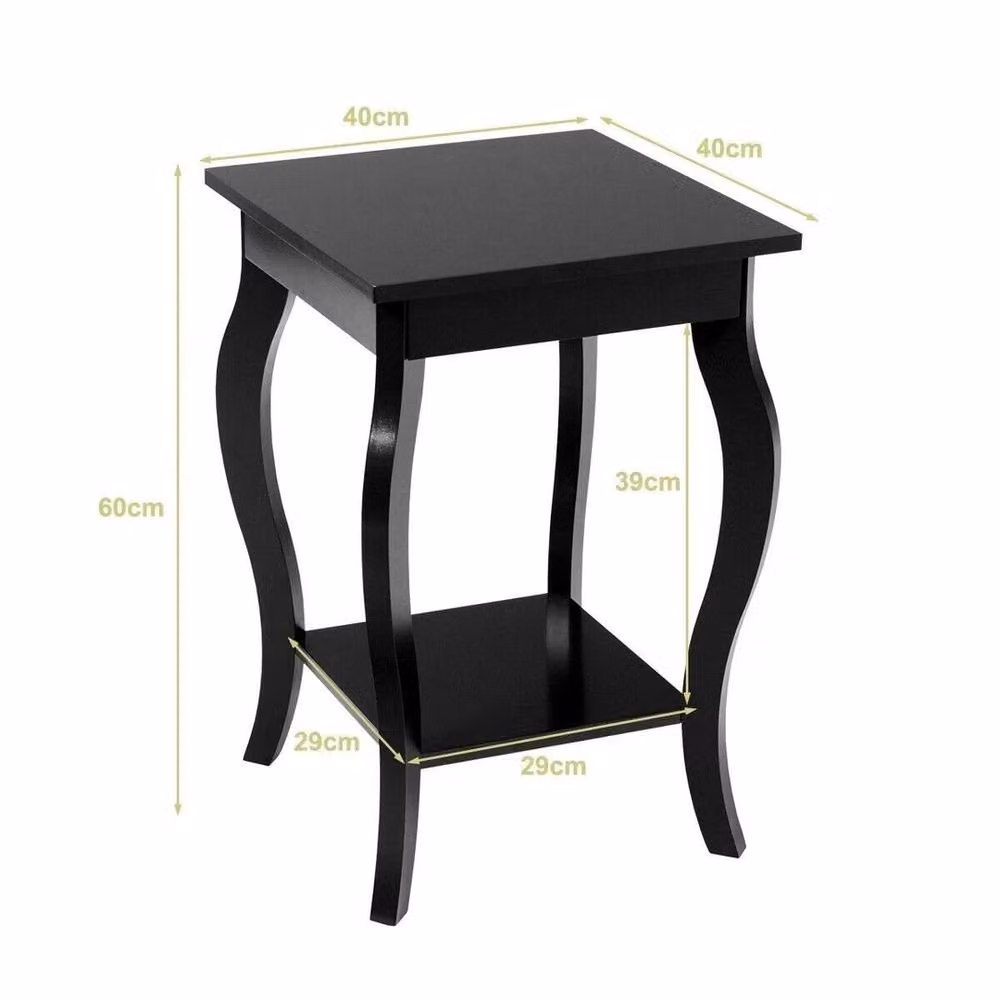 FORGEVIO Set of 2 Modern Living Room End Tables with Open Storage Shelves, Black – 2