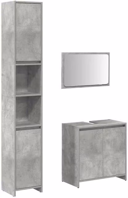 Berkfield Home 3 Piece Modern Bathroom Furniture Set in Matt Concrete Grey – 1