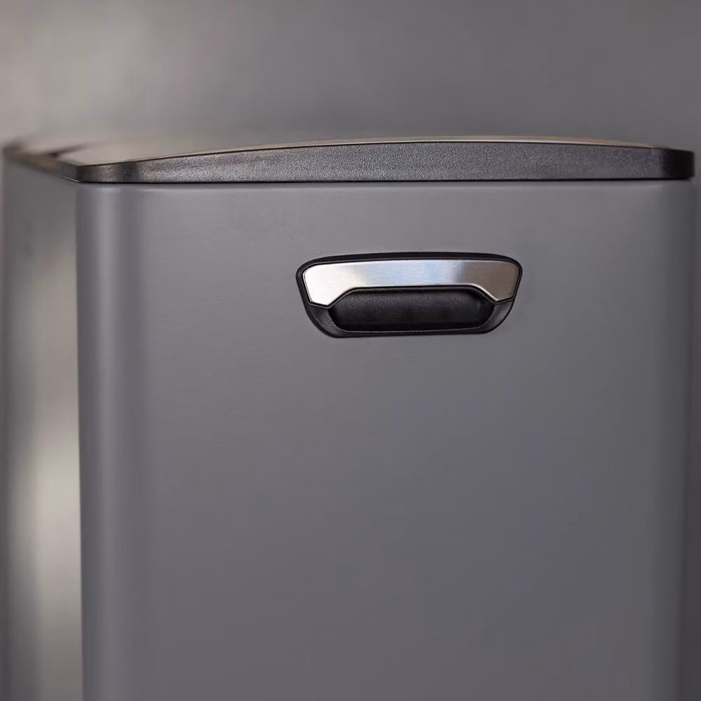 Charles Bentley 40 Litre Double Compartment Grey Pedal Kitchen Bin with Removable Inner Buckets and Soft Close Function, H 51.5 x W 46 x D 36 cm – 2