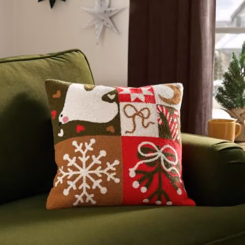 Furn Fika Patch Multicolour Velvet Cushion, W/D/H: 43 x 43 x 43 cm – 3