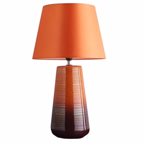 K Living Canada Ceramic Table Lamp in Orange and Green with Fabric Cylinder Shade, H 44.5 cm – 1