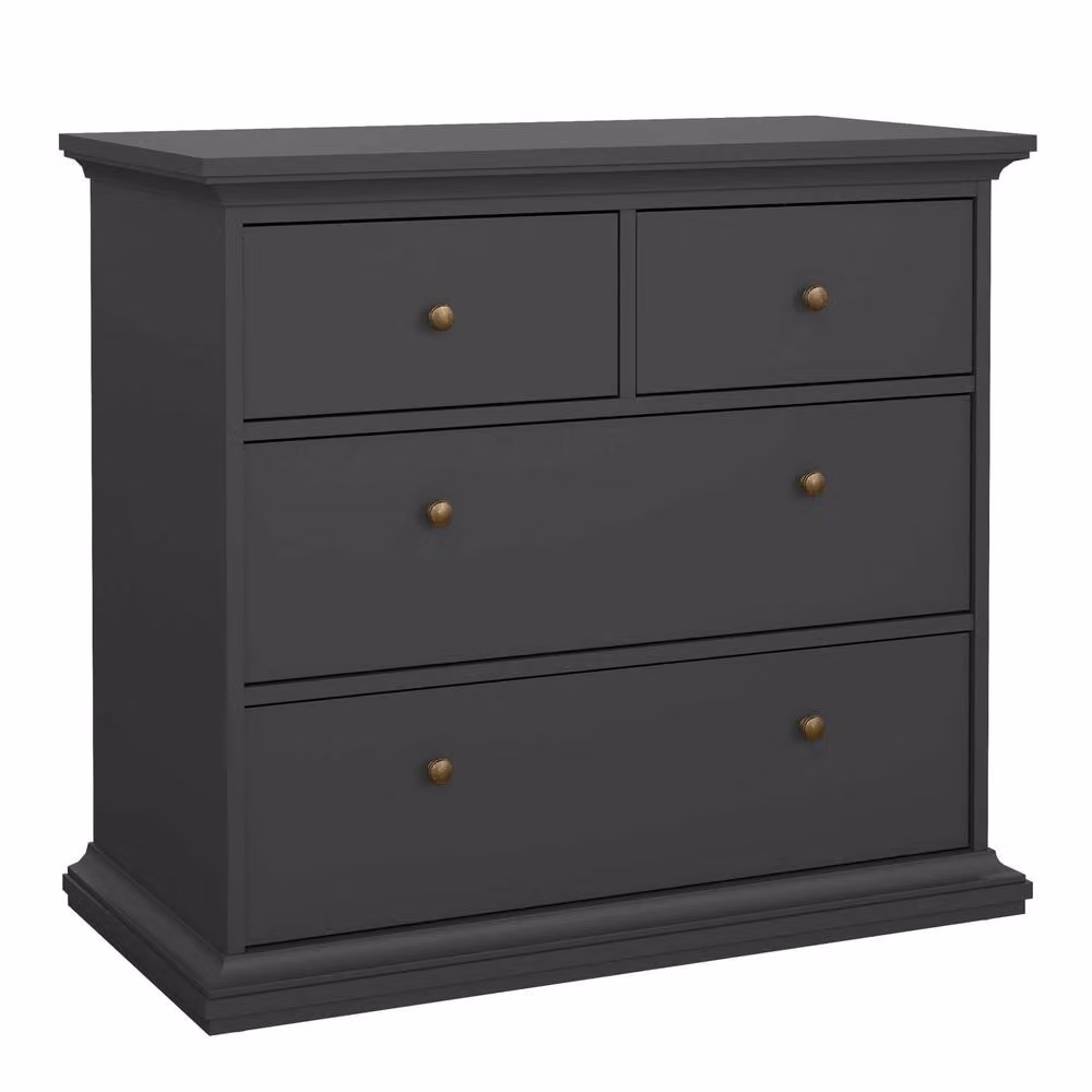 Wyld Haus Osaka Farmhouse 4 Drawer Chest in Dark Grey Laminated Wood – 2