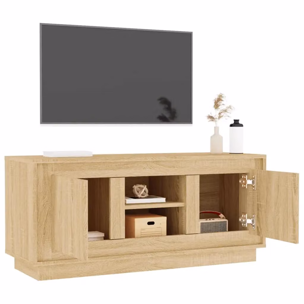 Berkfield Home Sonoma Oak TV Cabinet in Brown, W/D/H: 102 x 35 x 45 cm – 3