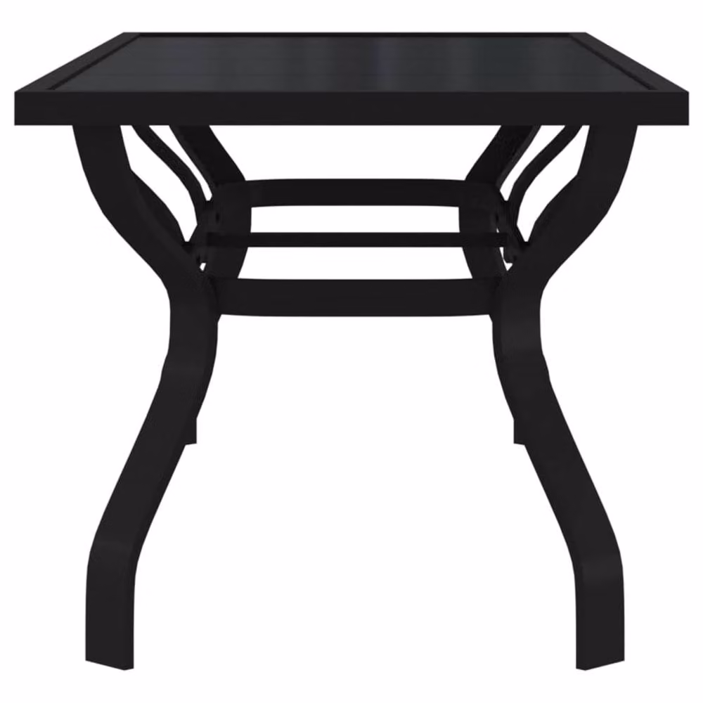 Berkfield Home Black Extendable Rectangular Garden Table with Glass and Powder Coated Steel, W: 180 cm, D: 80 cm, H: 70 cm – 4