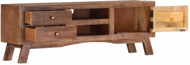 Berkfield Home TV Cabinet in Brown Rough Mango Wood, W/D/H: 110 x 30 x 40 cm