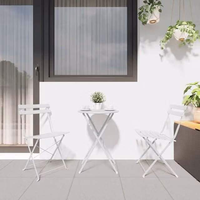 Berkfield Home White Metal Foldable Outdoor Patio Chairs – 1