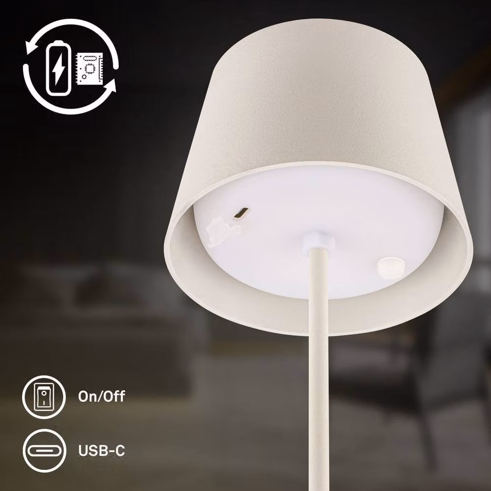 Briloner Rechargeable LED Table Lamp, Dimmable Touch Light in White – 4