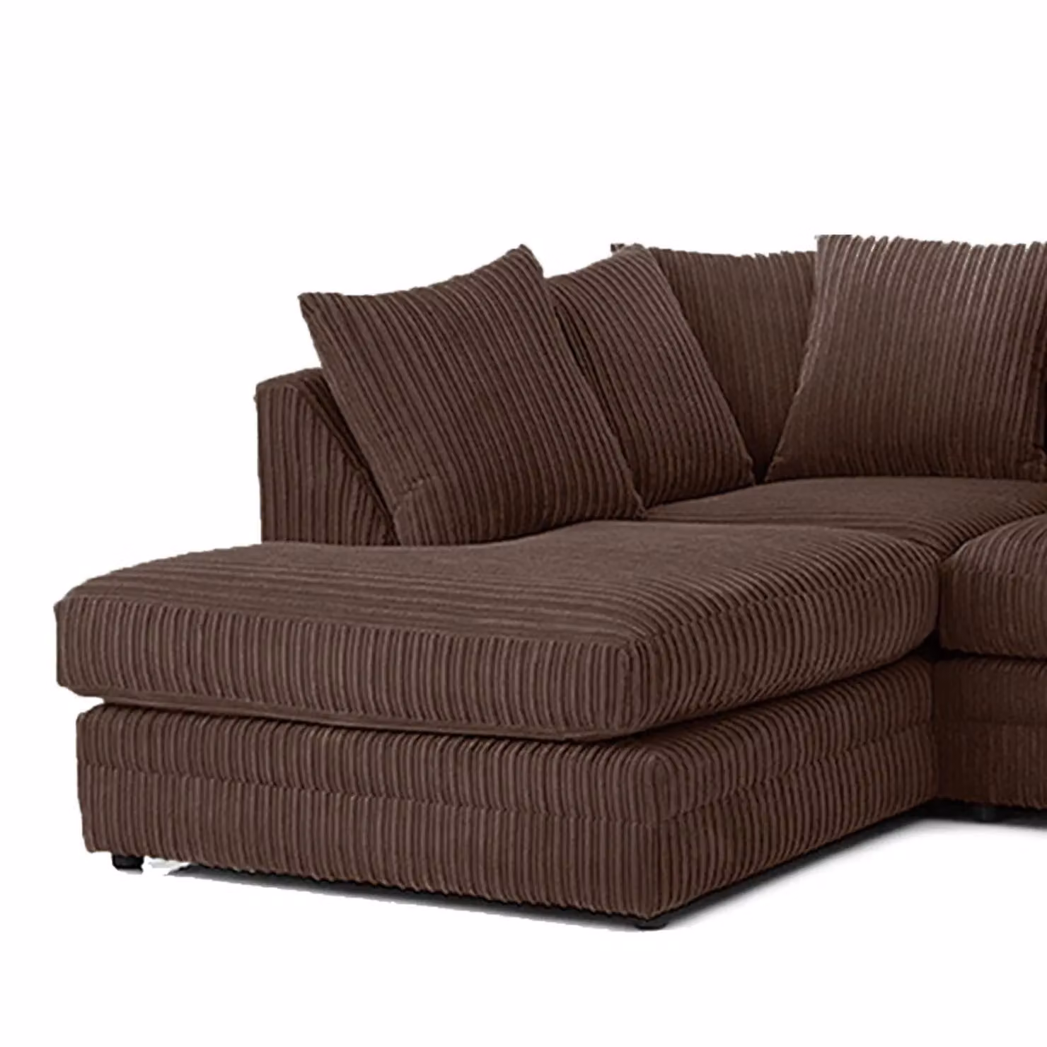 Furnishings For Less UK Luxor Jumbo Cord 5 Seater Corner Sofa, Left Hand Facing, Chocolate Brown – 2
