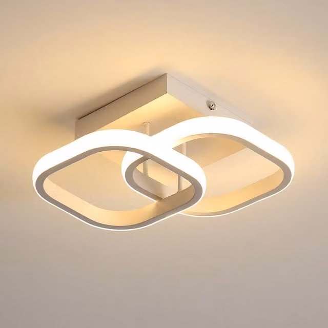 Pheashine Modern Square LED Ceiling Light 22W, Warm White 3000K, White and Black