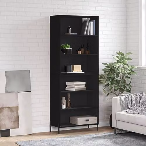 vidaXL Modern Highboard in Black with Metal Legs and Internal Shelves, W/D/H: 180 x 32.5 x 69.5 cm – 2
