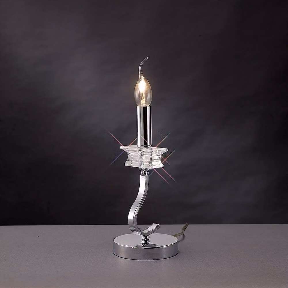 Netlighting Nydia Table Lamp in Polished Chrome and Grey Crystal with E14 Base – 2