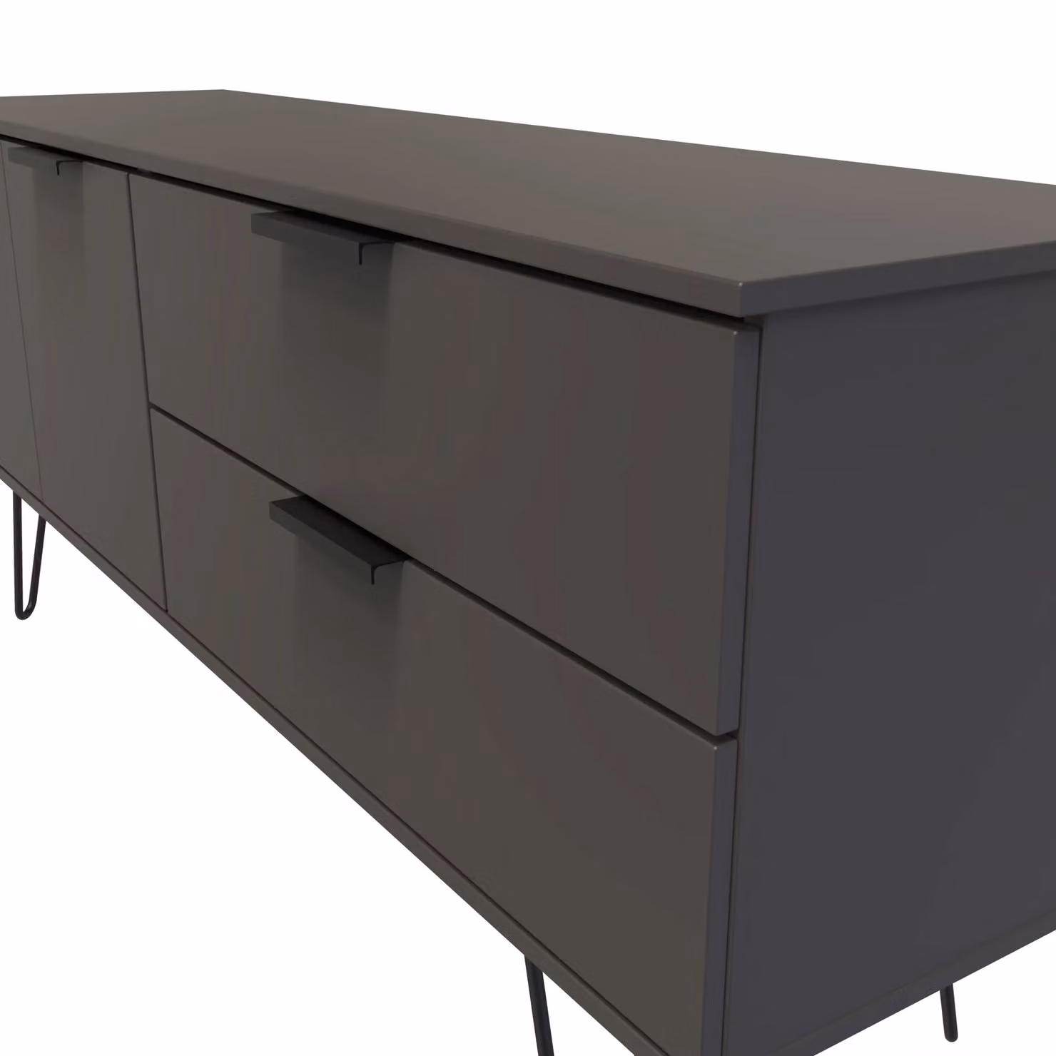Ready Assembled 2 U Fuji Wide Sideboard with 2 Doors and 2 Drawers in Matt Dark Grey – 3