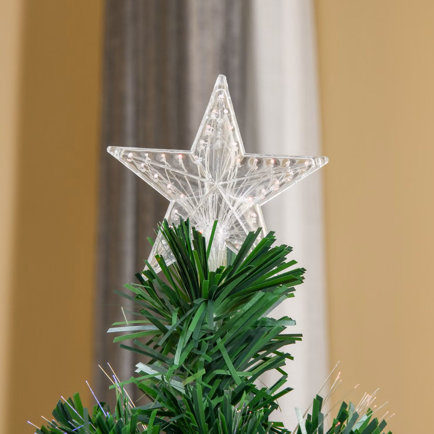 HOMCOM 5ft Green Pre-Lit Multi-Colour Fibre Optic Artificial Christmas Tree – 6