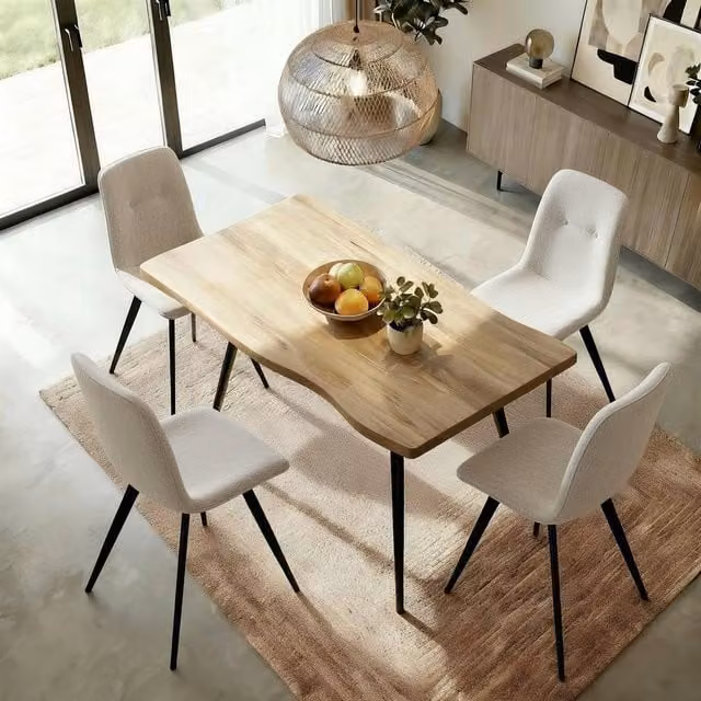 Home Source Avara Contemporary Dining Set with 120cm Rectangular Table and 4 Upholstered Chairs in White – 1