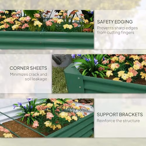 Outsunny Galvanised Steel Raised Garden Bed, Green, W/D/H: 180 x 90 x 30 cm – 3