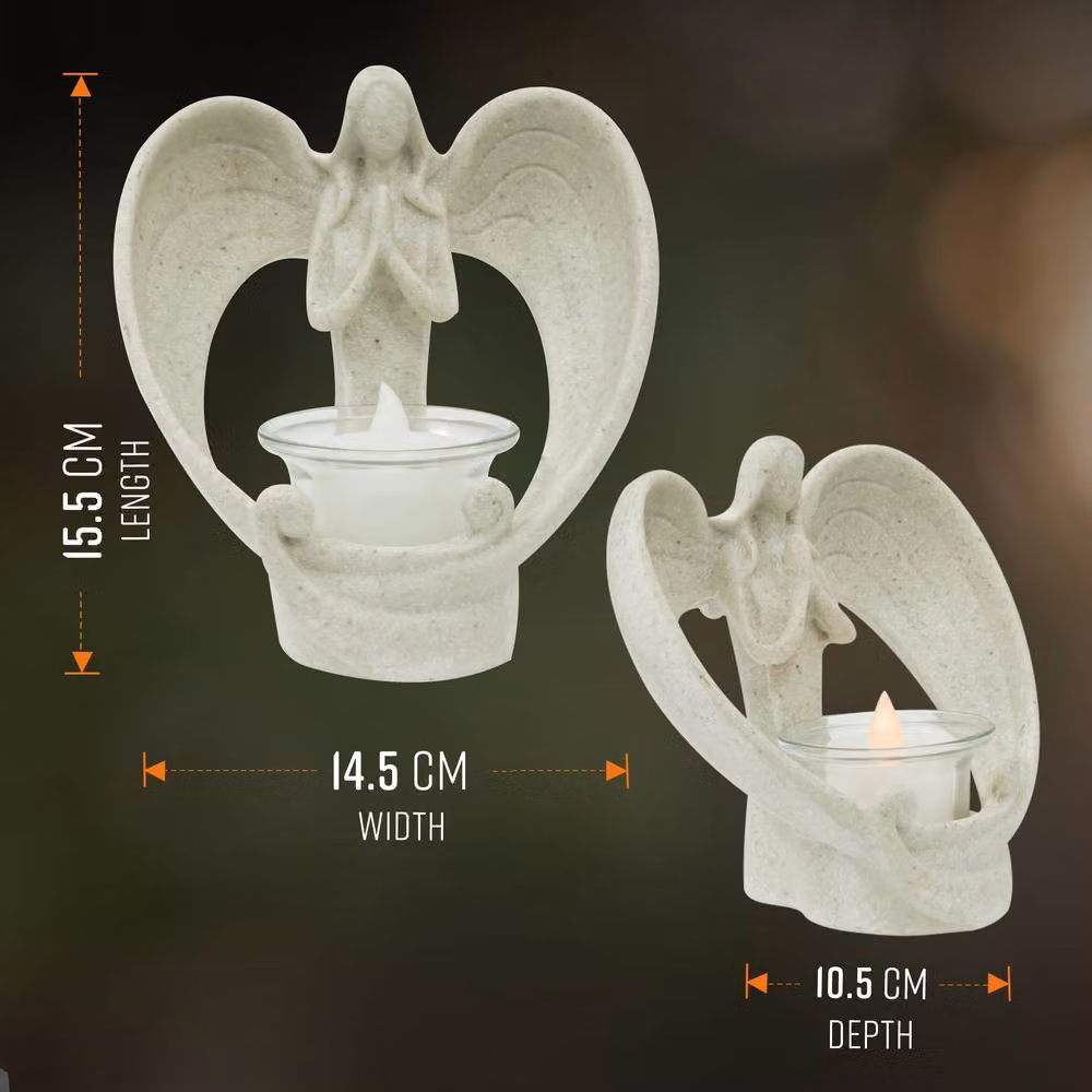 Globrite Guardian Angel LED Tea Light Candle Holder, White – 6