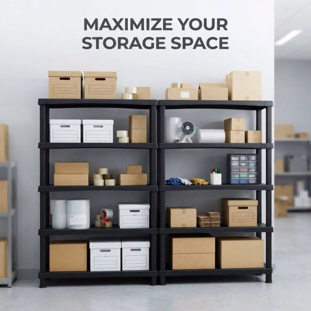 FORGEVIO 5 Tier Black Plastic Storage Shelving Unit – 3