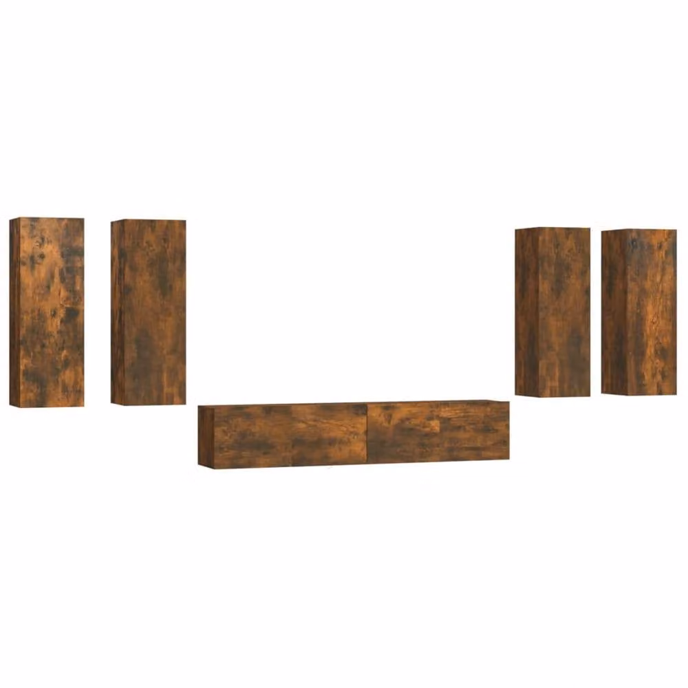 Berkfield Home 6 Piece Smoked Oak TV Cabinet Set in Brown – 2
