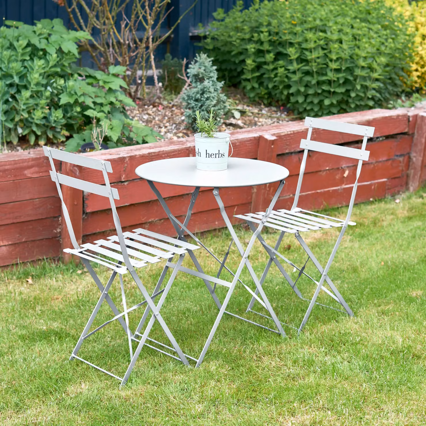 Bravich LTD Manarola 3 Piece Metal Garden Bistro Set in Grey – 2
