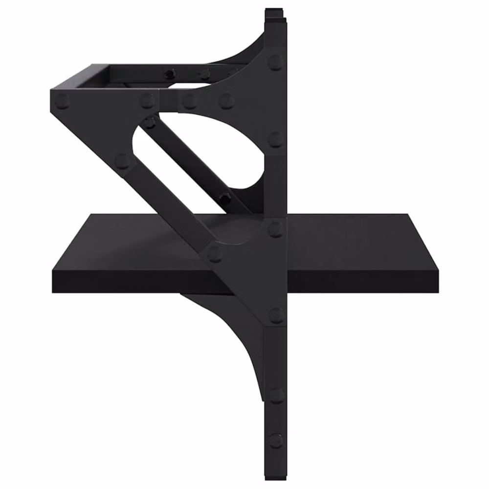 Berkfield Home Wall Mounted Shelves with Hanging Rods, 2 Pieces, Black, W: 40 cm, D: 25 cm, H: 30 cm – 4