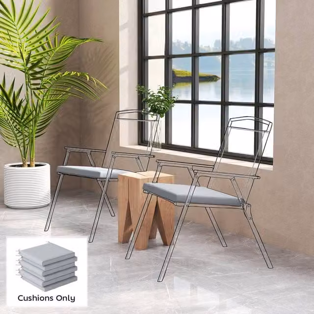 OUTSUNNY Grey Seat Cushions with Machine Washable Removable Covers