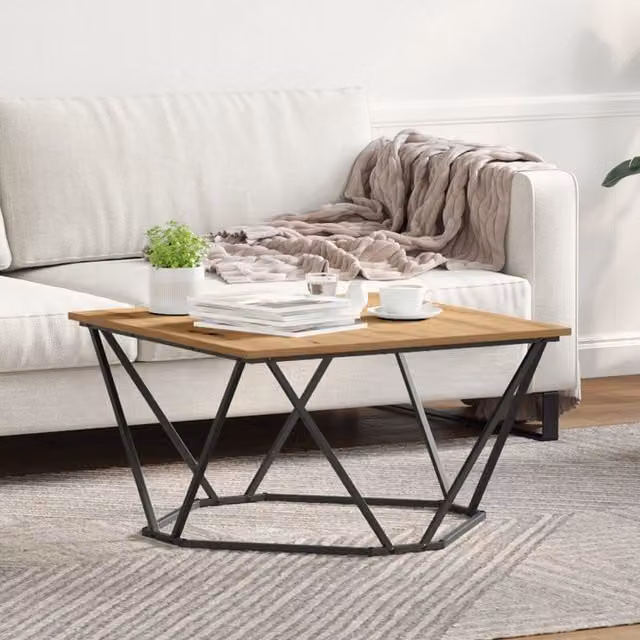 Berkfield Home Artisan Oak Coffee Table in Brown, W/D/H: 80 x 80 x 45 cm – 1