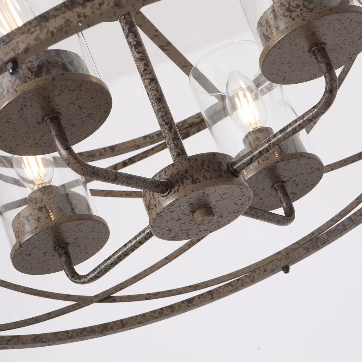 Garwarm 4-Light Adjustable Farmhouse Chandelier in Bronze with Transparent Glass Shades – 5