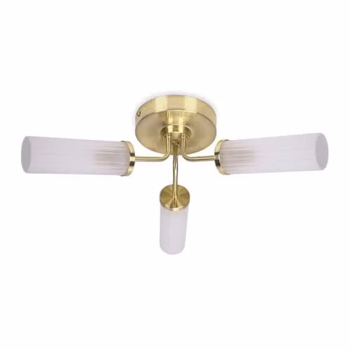 ValueLights Gold and Brass IP44 Bathroom Wall and Ceiling Light Fitting with Transparent Glass Cylinder and LED Bulbs Included