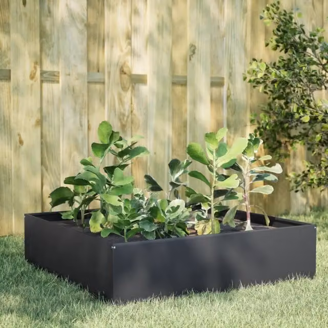 Berkfield Home Garden Anthracite Steel Raised Bed W/D/H: 100 x 100 x 25 cm – 1