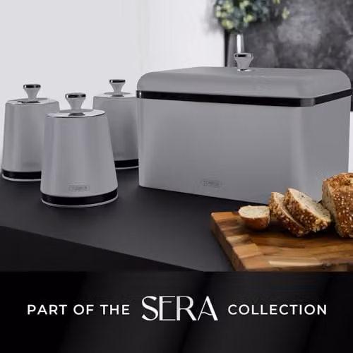 Tower Sera Airtight Stainless Steel Bread Bin in Grey and Black – 6