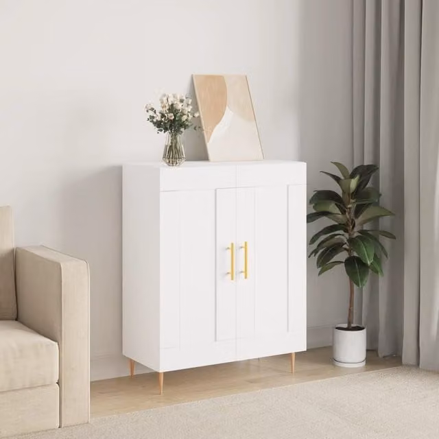 Berkfield Home White Classic Sideboard in Engineered Wood W/D/H: 69.5 x 34 x 90 cm