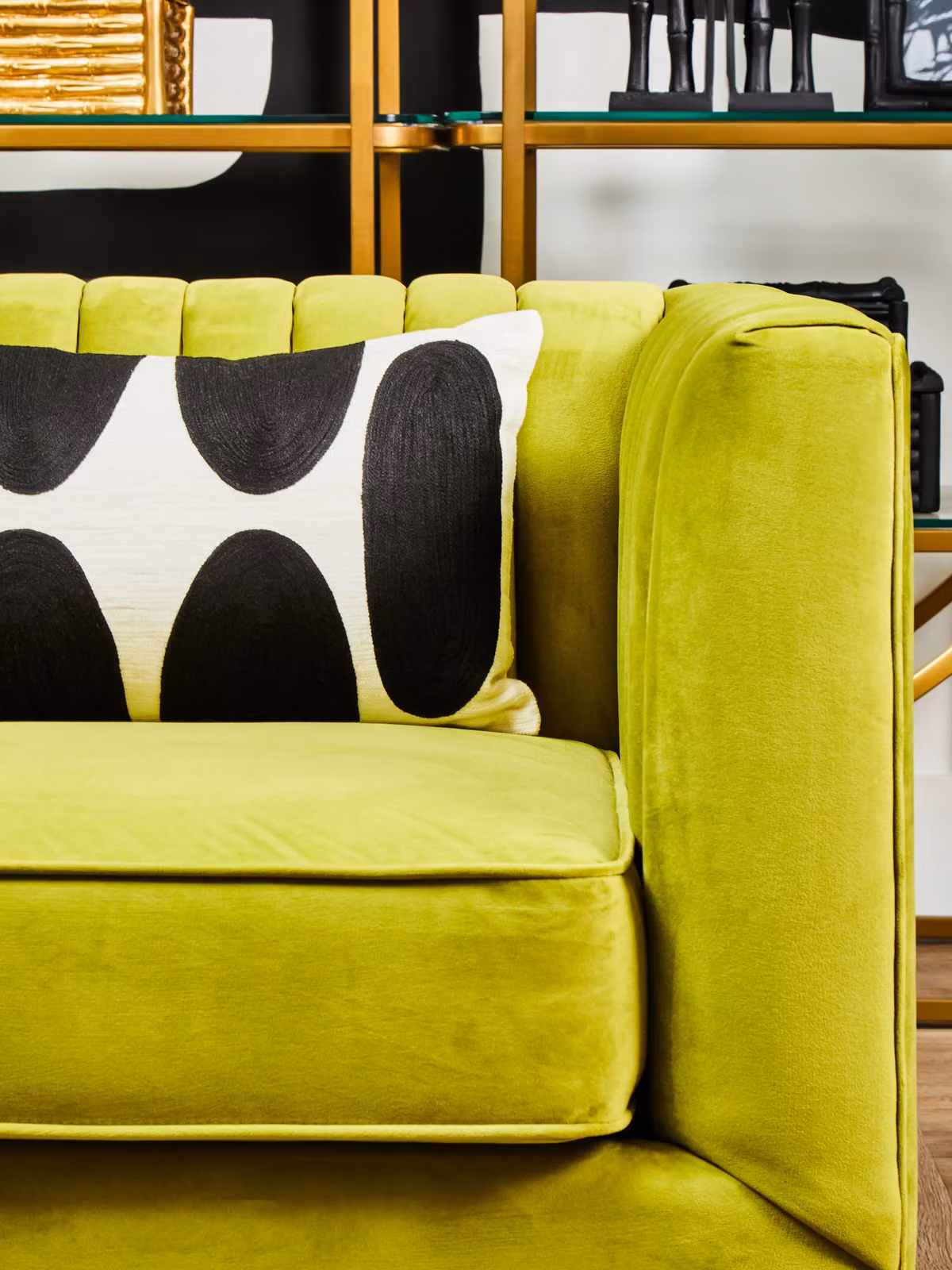 Orsina Mid Century 3 Seat Green Velvet Upholstered Sofa, W: 230 cm, D: 69 cm, H: 69 cm – 4