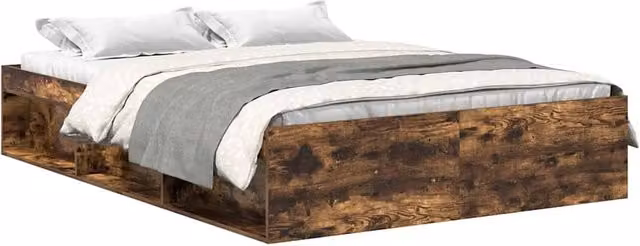 Berkfield Home Small Double Bed Frame in Smoked Oak Brown, W/D/H: 120 x 190 cm