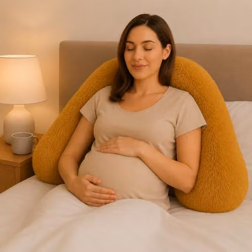 NIGHTZONE Teddy V Shaped Maternity Pillow and Fleece Cover in Ochre Yellow – 2