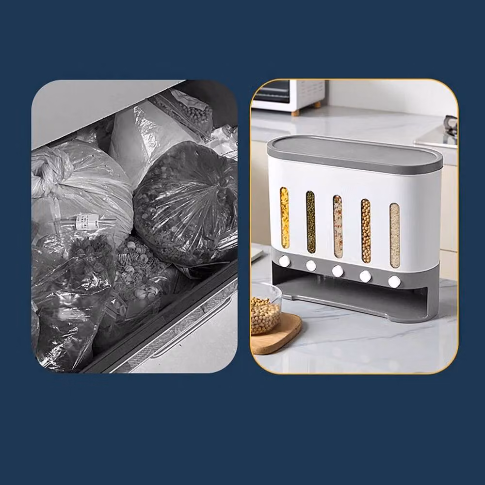 Kelvenix Airtight and Leakproof Plastic Cereal Storage Containers with Compartments, White and Transparent – 4