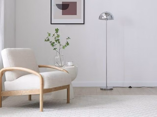 Vente-unique Ontario Metal Floor Lamp in Silver Chrome, D: 30 cm, H: 149 cm