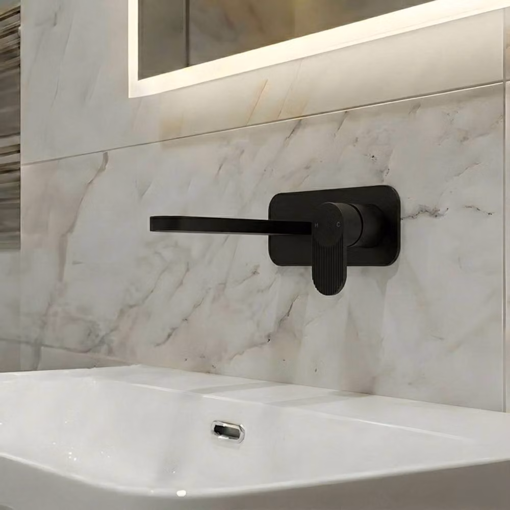 Balterley Two Handle Wall Mounted Basin Mixer in Matt Black – 2