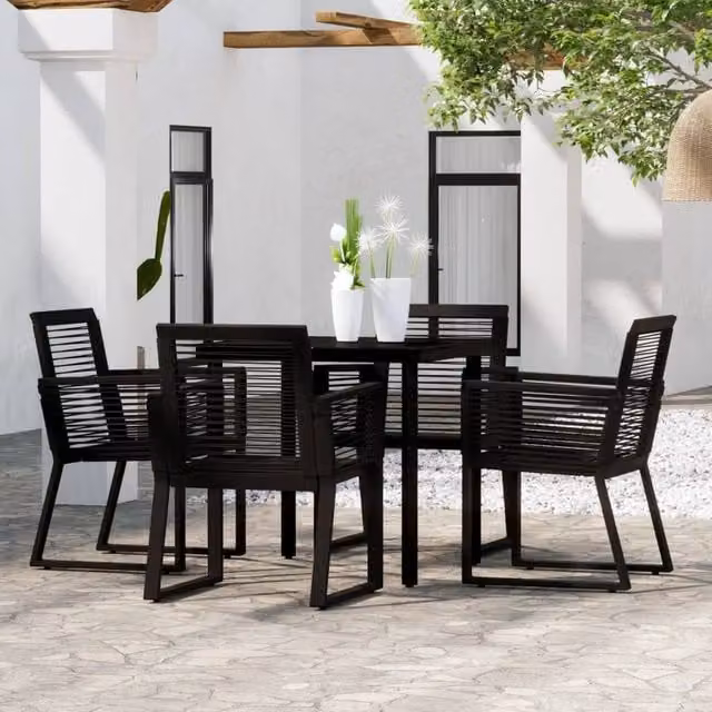 Berkfield Home 5 Piece Modern Garden Dining Set in Black