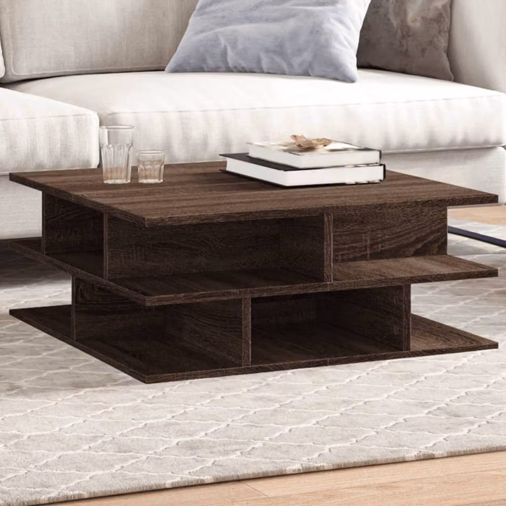 Berkfield Home Modern Square Coffee Table in Brown Oak, W/D/H: 70 x 70 x 29 cm – 2