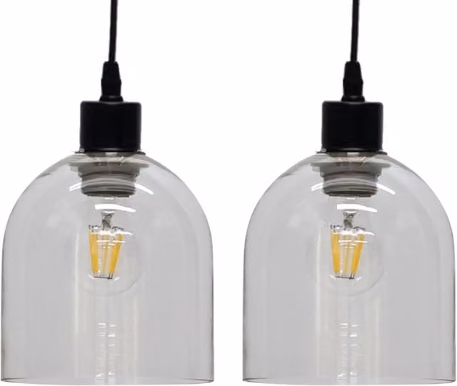 First Choice Lighting Belten Set of 2 Transparent Glass Cloche Easy Fit Pendant Shades – 1
