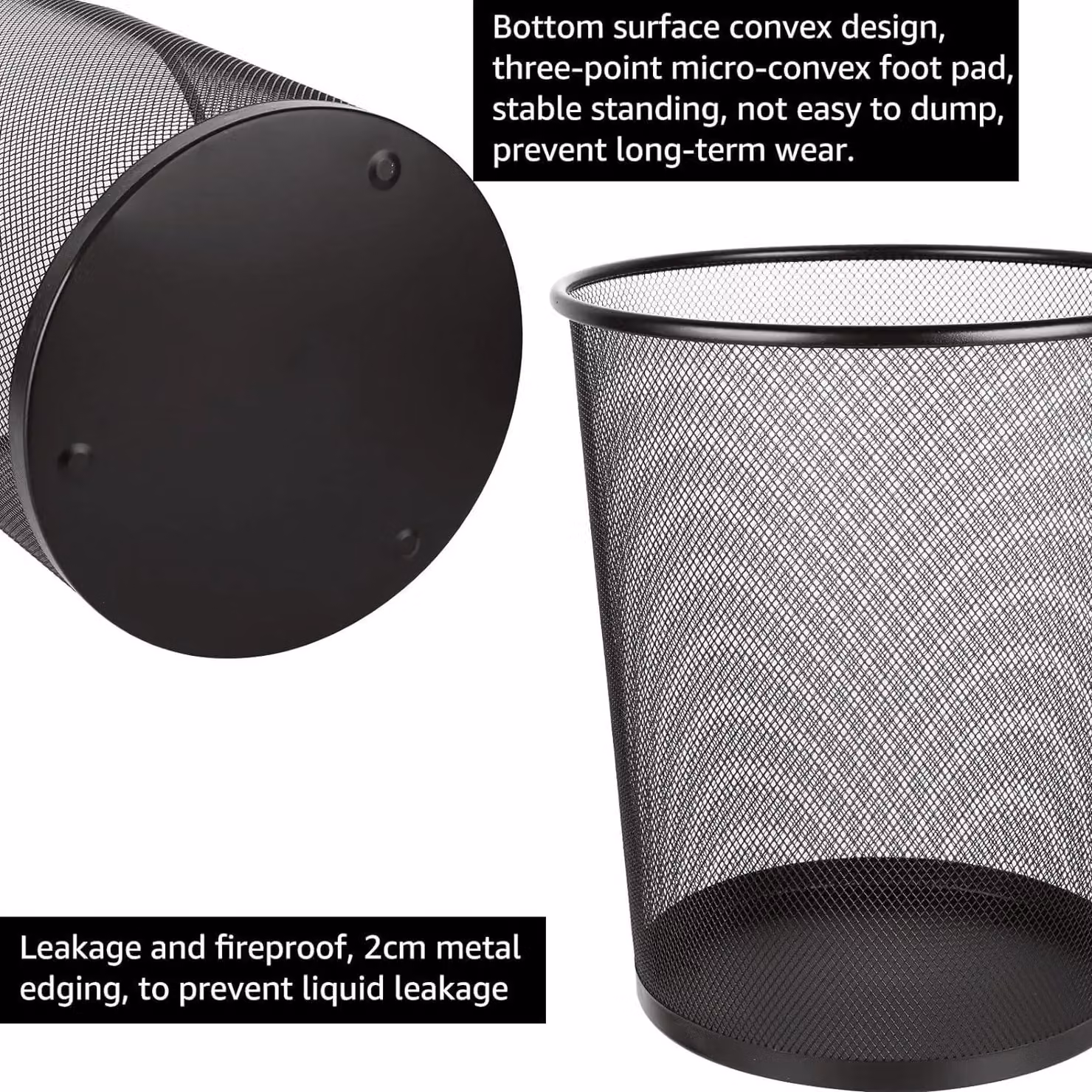 MantraRaj Black Round Metal Mesh Waste Paper Bin, 9L Capacity – 4