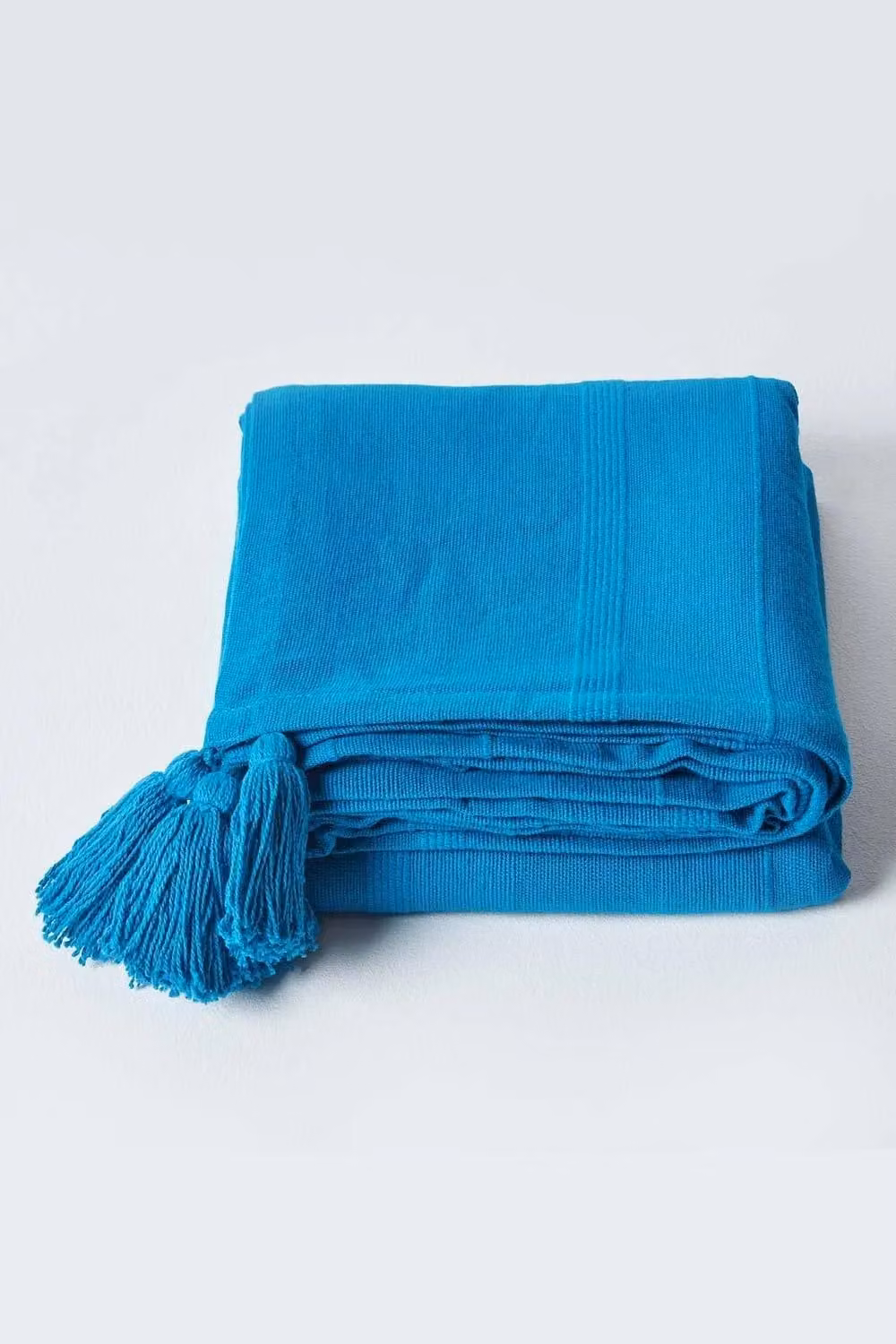 Homescapes Cotton Woven Ethnic Striped Throw in Petrol Blue, W: 360 cm, D: 255 cm – 2