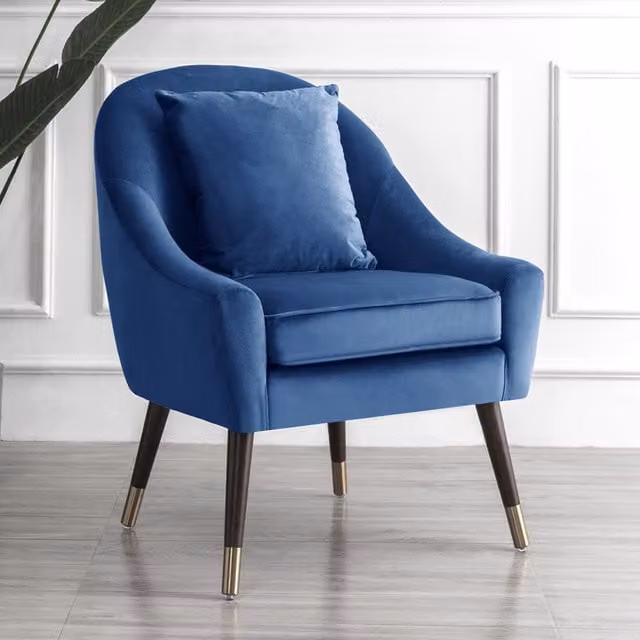 Artemis Home Octavia Blue Velvet Tub Accent Chair with Armrests