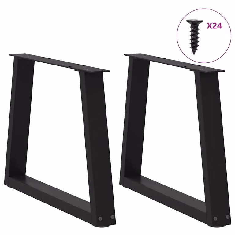 Berkfield Home V-Shape Dining Table Legs, 2 Piece Black Steel Set, H: 70 cm, W: 42-43.3 cm
