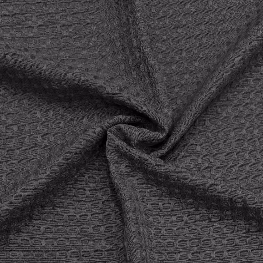 INHOUSOLU Black Waffle Weave Polyester Shower Curtain with Weighted Hem and Hooks, Width: 184 cm – 2