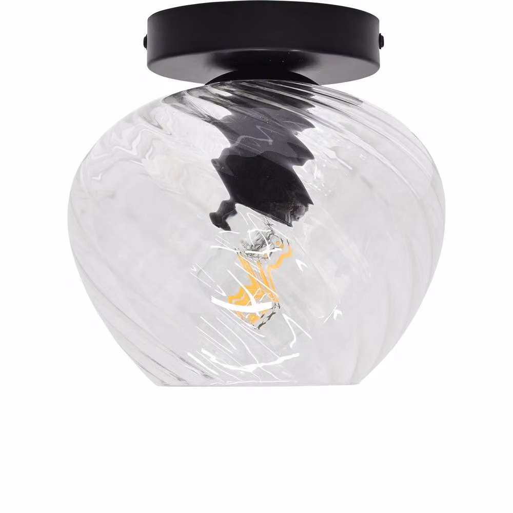 First Choice Lighting Bradson Set of 2 Black and Transparent Swirl Glass Ceiling Lights – 2