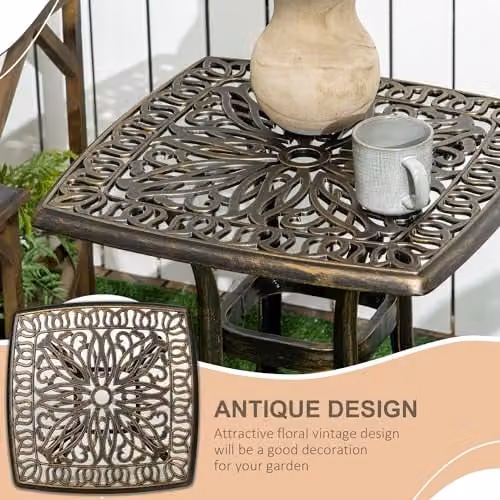 Outsunny Bronze Cast Aluminium Outdoor Garden Table, W/D: 54 x 54 cm – 3