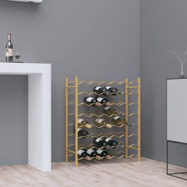 Berkfield Home Gold Metal Wall Mounted Wine Rack for 48 Bottles – 1