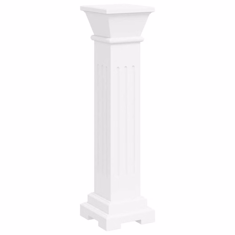Berkfield Home Beautiful Classic Square Pillar Plant Stand in White MDF, W/D/H: 17 x 17 x 66 cm – 3