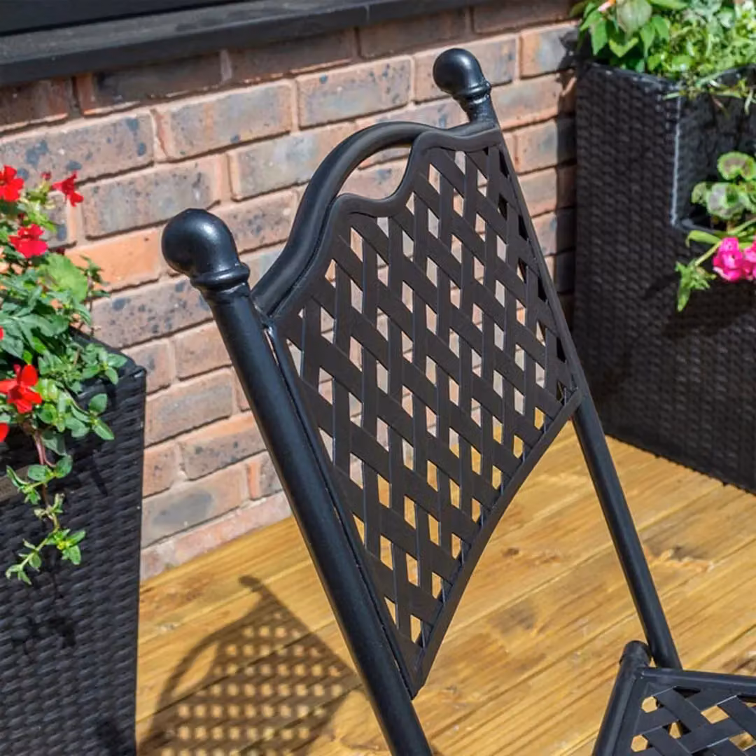Rowlinson Havana Black Powder Coated Steel Modern Garden Bistro Set – 4